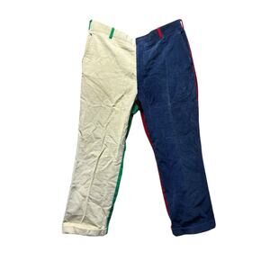 Vtg 90s 80s Colorblock Wide Wale Corduroy Pants Straight Cuffed Trousers 36"x27"